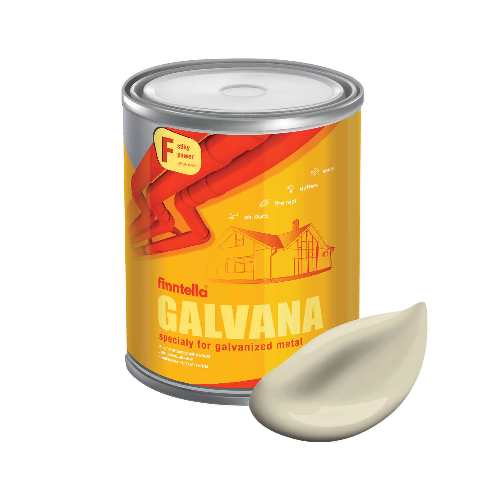 

Краска GALVANA FINNTELLA Матовая, VEHNA светло-песочный, 0,9л, Бежевый, GALVANA по оцинкованному металлу и бетону