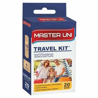 

Набор пластырей 20 шт. MASTER UNI TRAVEL KIT, дорожный набор, 0108002 5 шт., Прозрачный