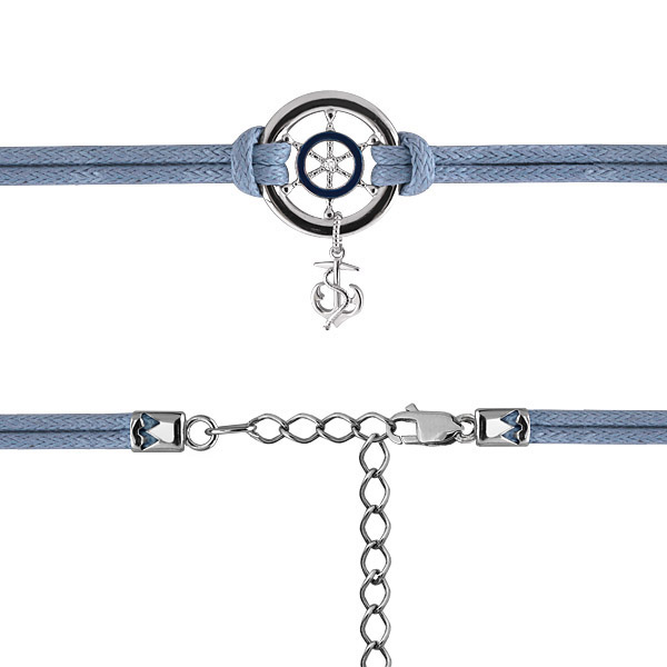 

Браслет из серебра/текстиля с фианитом/эмалью р. 16 Aquamarine 74214АЦ_925_р, 74214АЦ_925_р