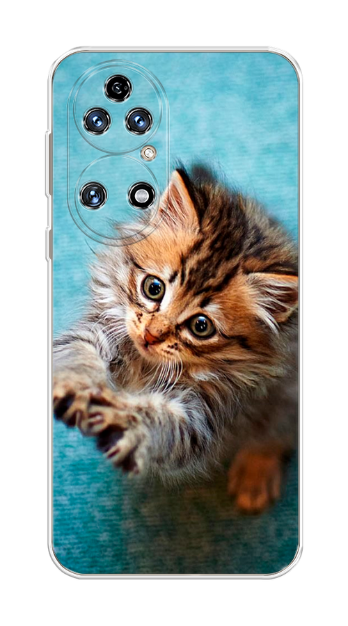 

Чехол Awog на Huawei P50 "Котенок просит есть", Голубой;коричневый;белый, 6104950-2