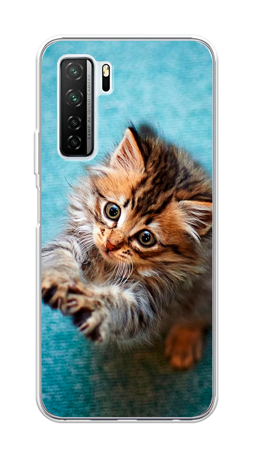

Чехол Awog на Huawei P40 lite 5G "Котенок просит есть", Голубой;коричневый;белый, 6103050-2