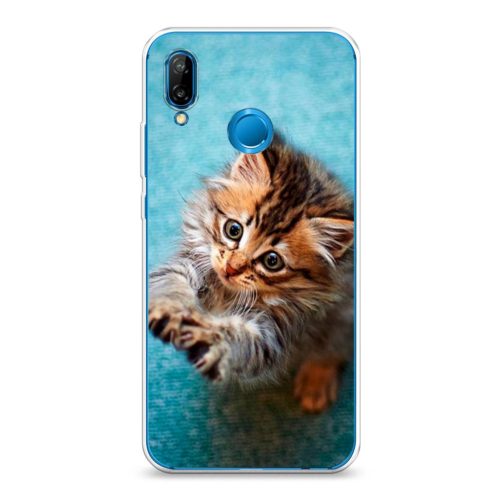 

Чехол Awog на Huawei Nova 3E "Котенок просит есть", Голубой;коричневый;белый, 65650-2