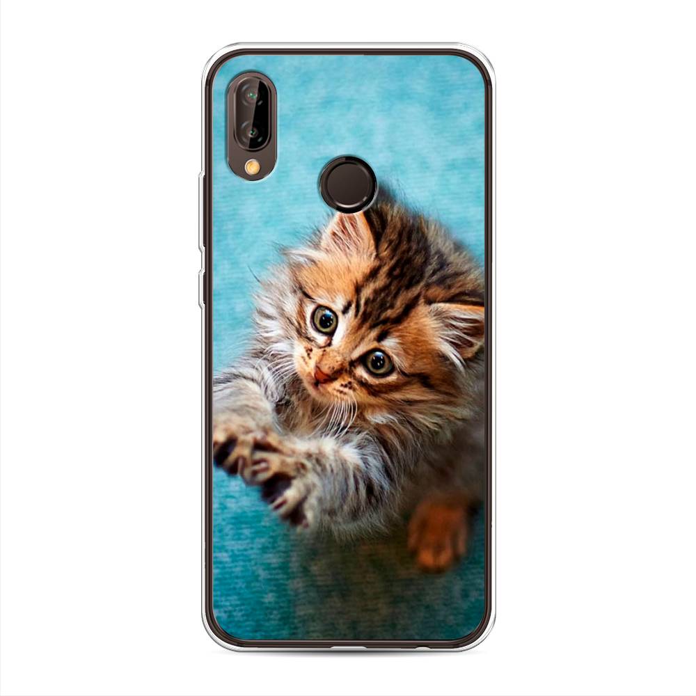 

Чехол Awog на Huawei Nova 3 "Котенок просит есть", Голубой;коричневый;белый, 66150-2