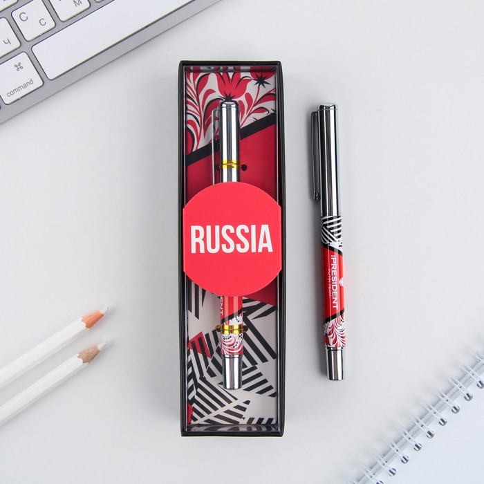 

Ручка металл с колпачком "Russia", фурнитура серебро,1.0 мм, Mr. President Putin team
