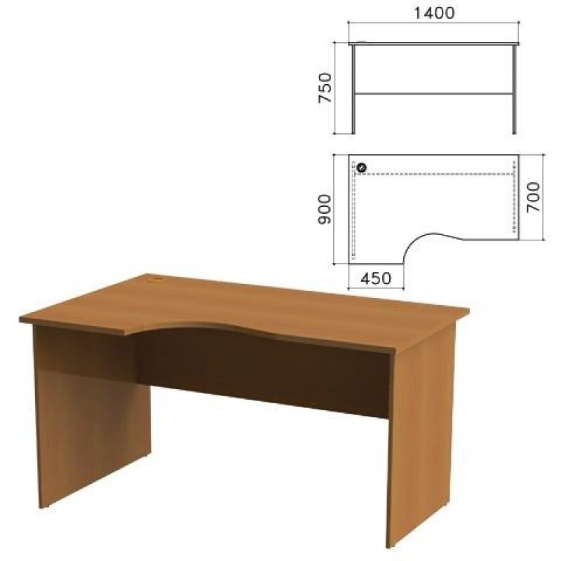 

Стол письменный эргономичный "Монолит", 1400х900х750 мм, левый, цвет орех гварнери, СМ5.3, СМ5.3