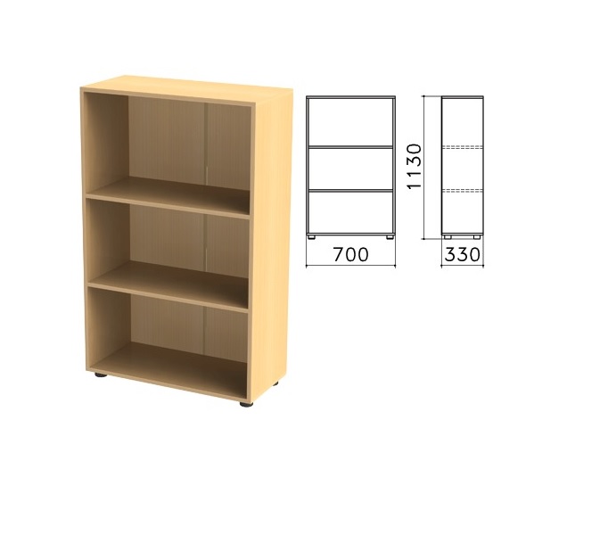 

Шкаф (стеллаж) "Канц", 700х330х1130 мм, 2 полки, цвет бук невский, ШК39.10, Коричневый