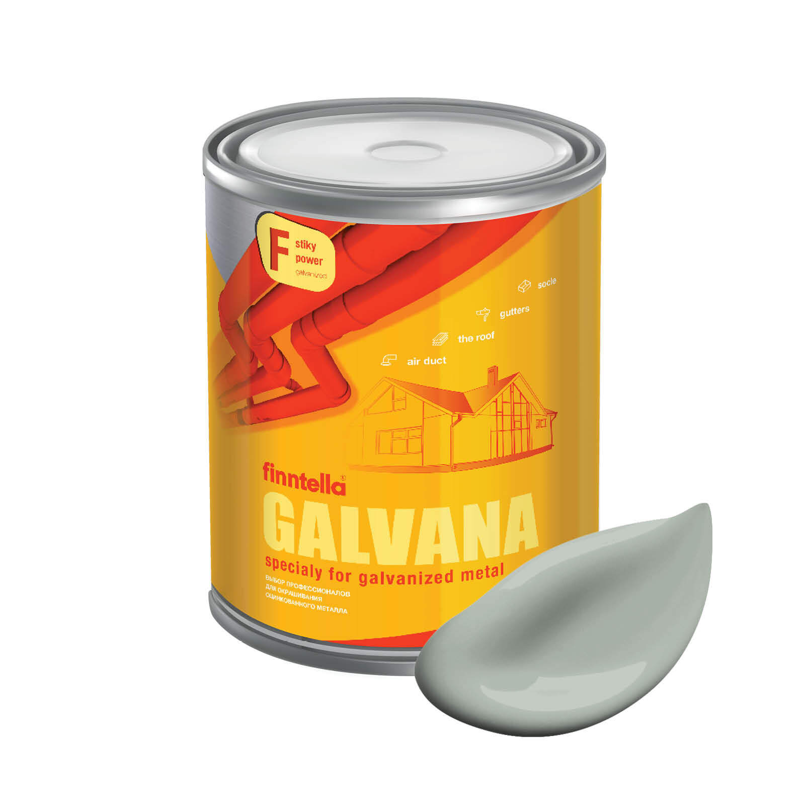 

Краска GALVANA FINNTELLA Матовая, POLY серо-зеленый, 0,9л, GALVANA по оцинкованному металлу и бетону