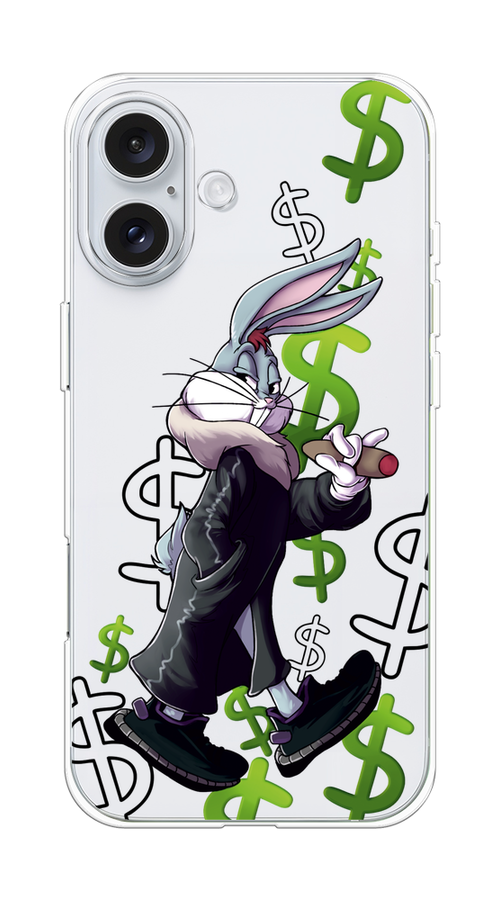 

Чехол на Apple iPhone 16 Plus "Rich Bugs Bunny", Зеленый;черный;голубой, 16150-1