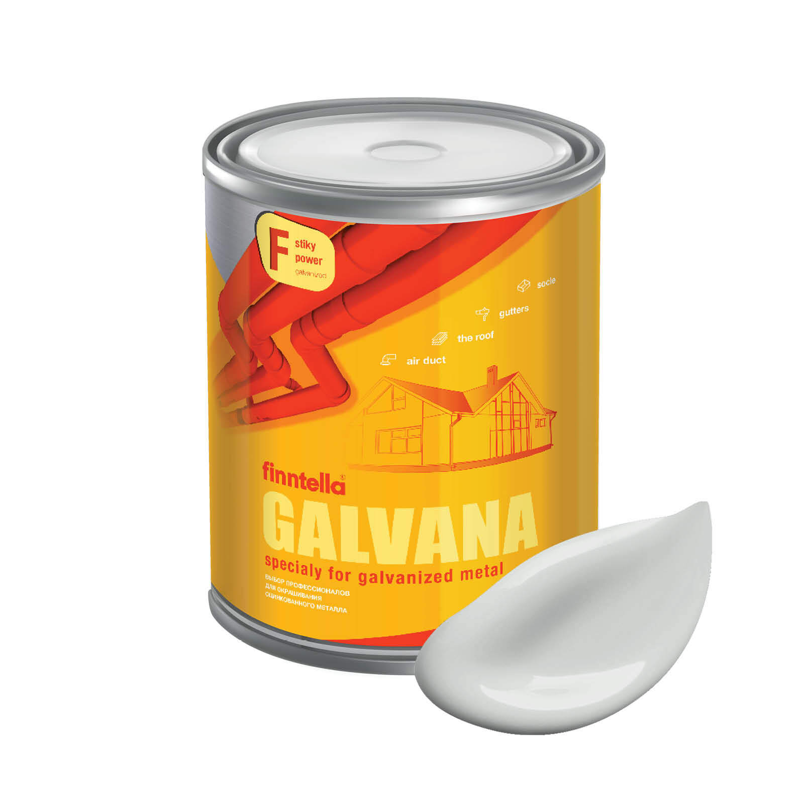 

Краска GALVANA FINNTELLA Матовая, DELFIINI светло-серый, 0,9л, GALVANA по оцинкованному металлу и бетону