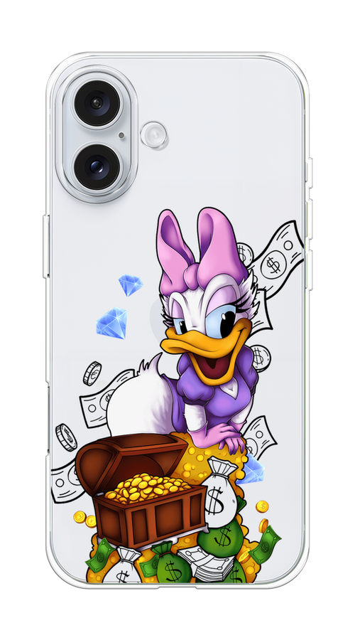 

Чехол на Apple iPhone 16 Plus "Rich Daisy Duck", Коричневый;белый;фиолетовый, 16150-1