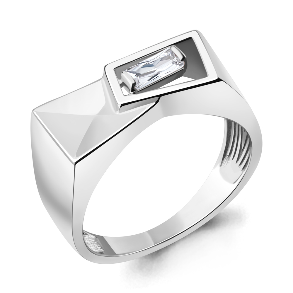 

Кольцо печатка из серебра с фианитом р., Aquamarine 67879, 67879_925_р