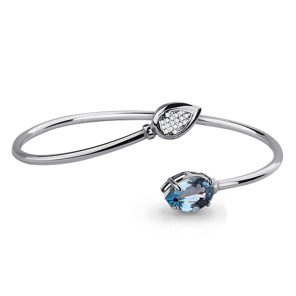 

Браслет из серебра с топазом\фианитом Aquamarine Aquamarine 7416605А_925_р р. 16, 7416605А_925_р