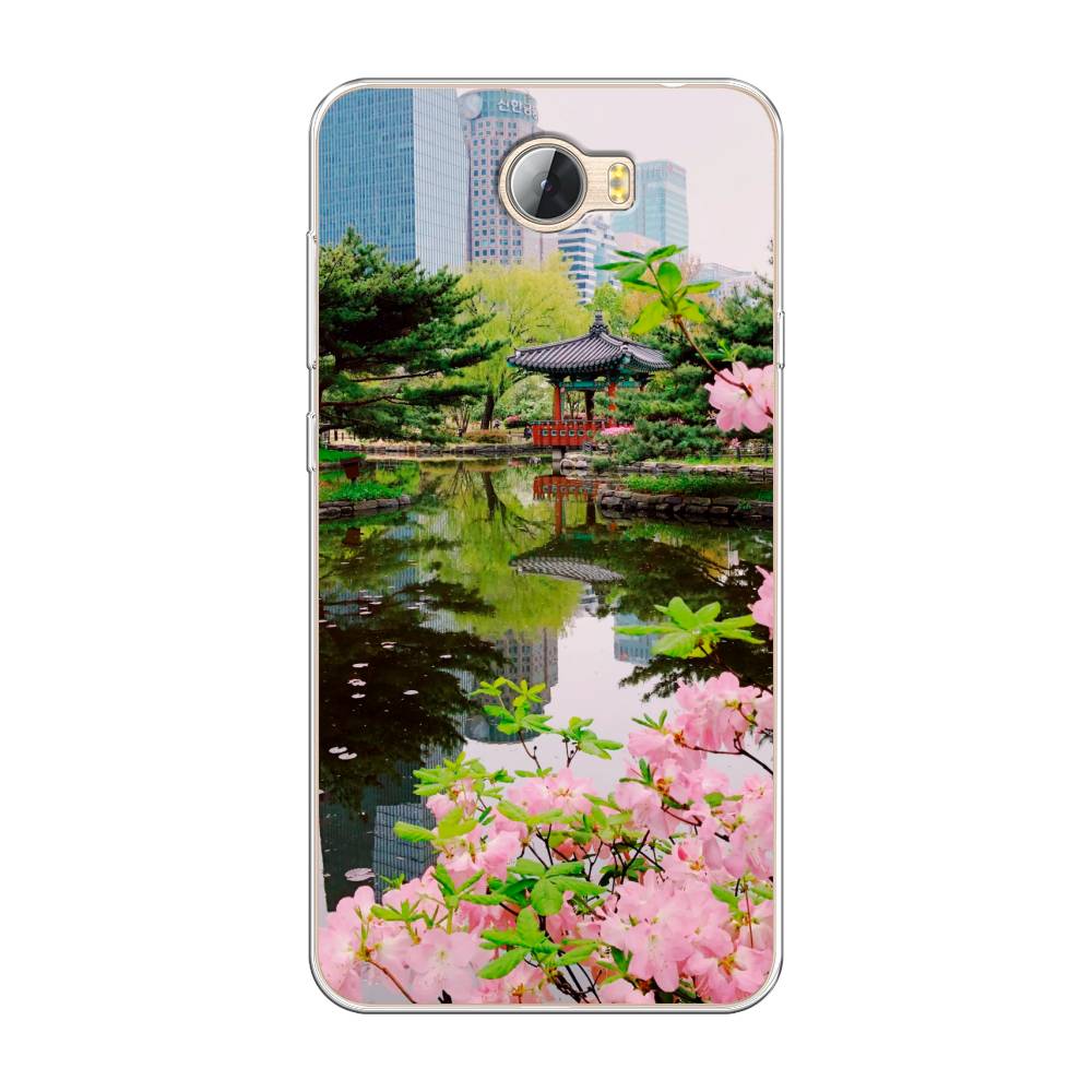 

Чехол на Huawei Y5 II "Сакура возле озера", Зеленый;розовый;голубой, 61950-2