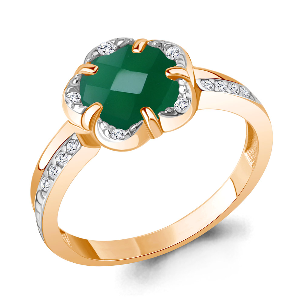 

Кольцо из серебра с агатом/фианитом р., Aquamarine 6921109А, 6921109А_925_з