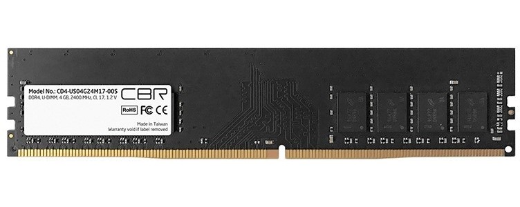 

Оперативная память CBR (CD4-US04G24M17-00S), DDR4 1x4Gb, 2400MHz