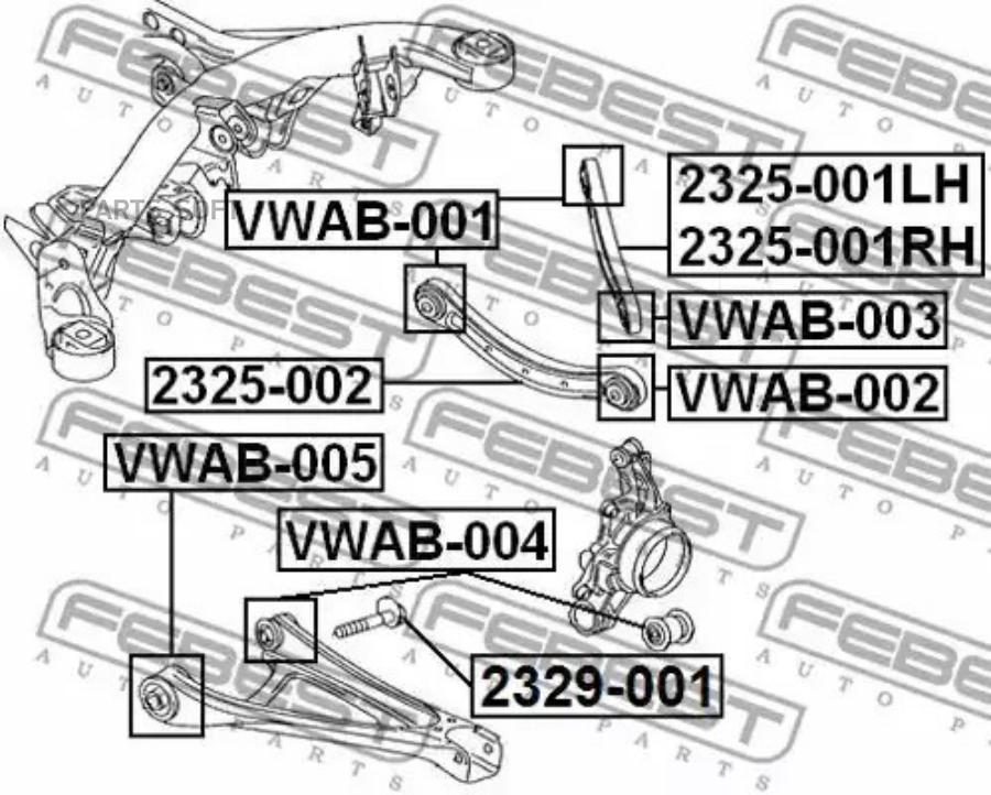 

FEBECT VWAB002 VWAB-002_сайлентблок верх.рычага зад.подв.!\ Audi Q7 3.0TDi-6.0TDi 06>, VW