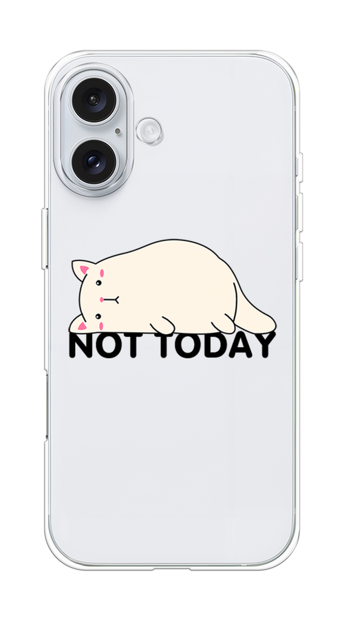 

Чехол на Apple iPhone 16 Plus "Cat not today", Белый;розовый;черный, 16150-1