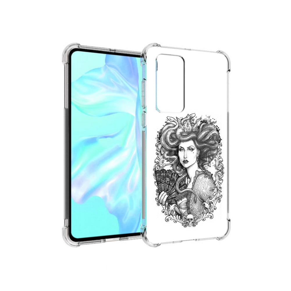 

Чехол MyPads Tocco для Huawei P40 медуза черно белый, Прозрачный, Tocco