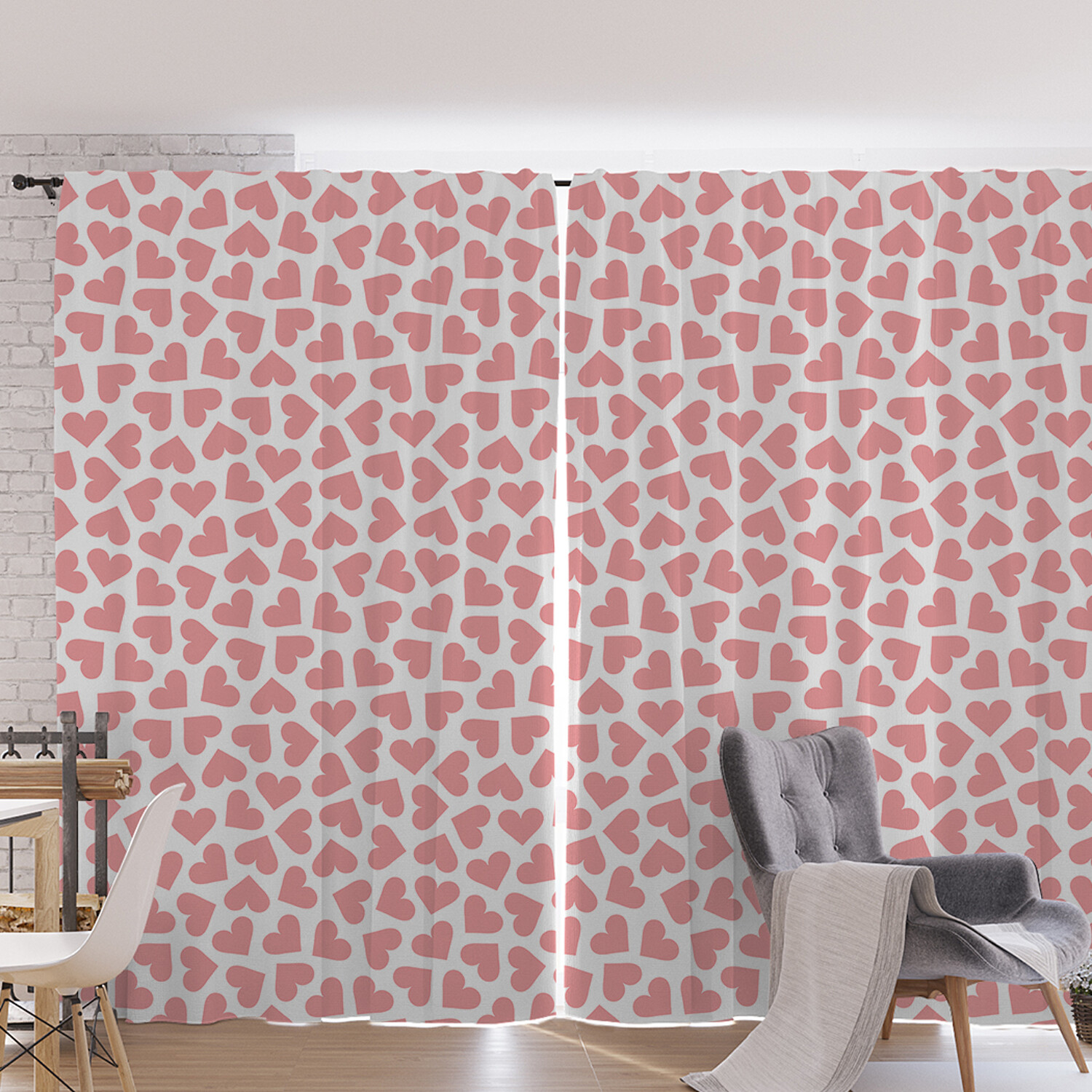 

Шторы фотошторы JoyArty "Pink heart” 170х265 см 2 полотна ткань оксфорд, Pink heart