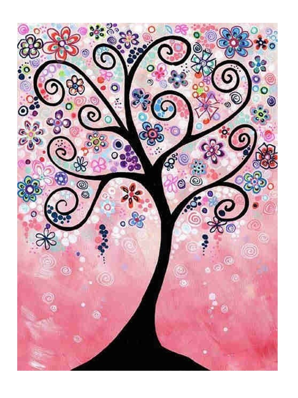 фото Алмазная мозаика картина стразами дерево на розовом фоне, 15х20 см 50339 116895 nobrand