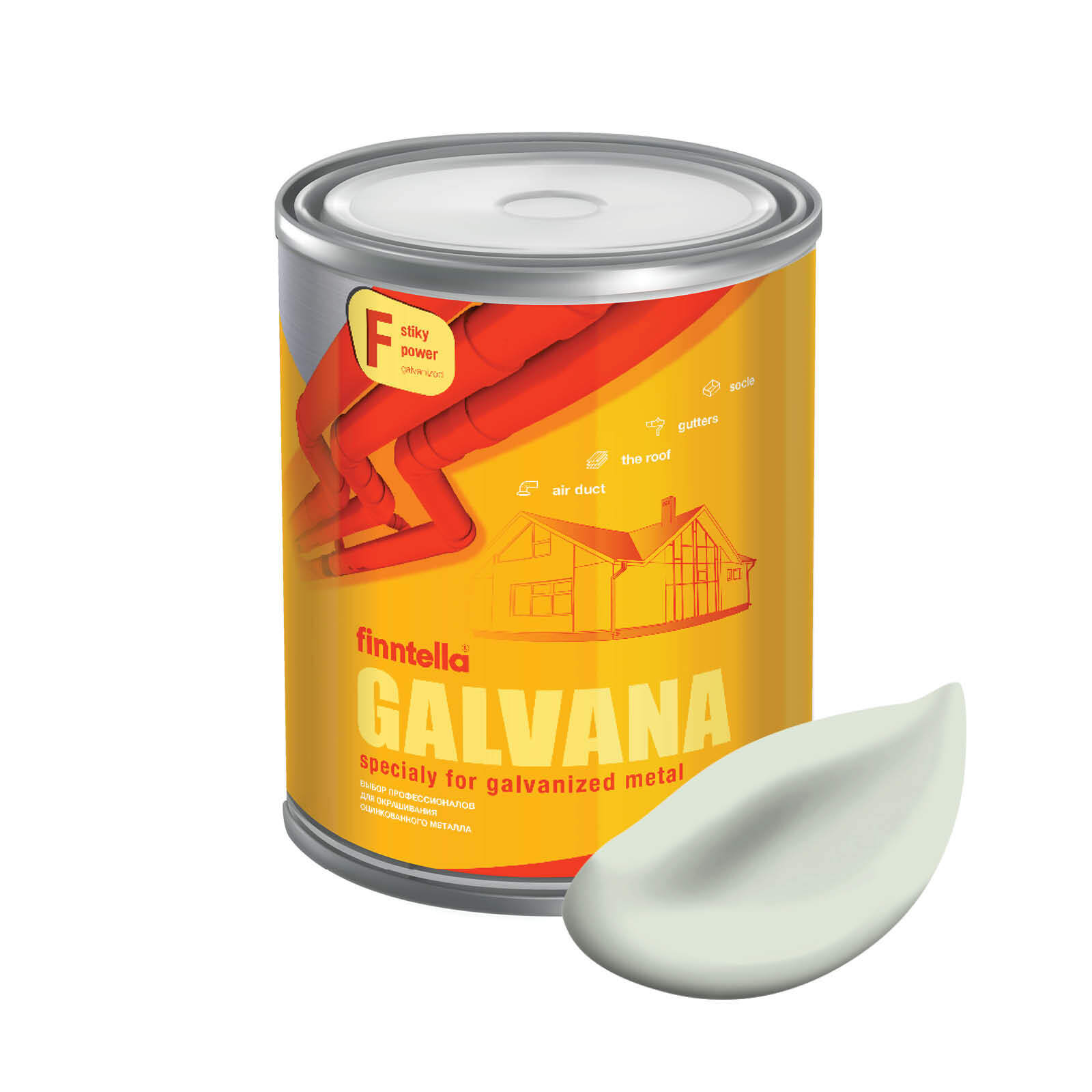 

Краска GALVANA FINNTELLA Матовая, MINTTU светло-зелёный, 0,9л, Зеленый, GALVANA по оцинкованному металлу и бетону