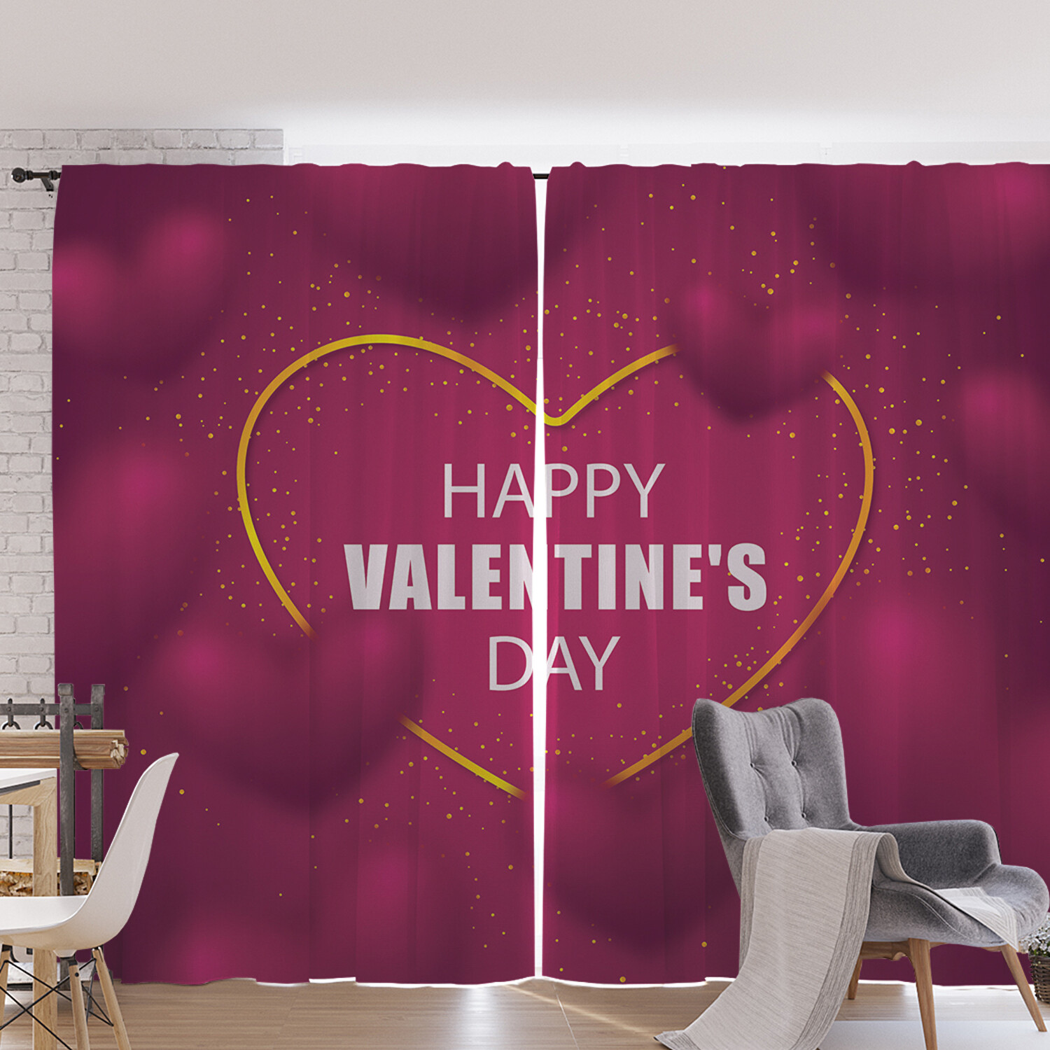 

Шторы фотошторы JoyArty "Happy Valentine's Day” 170х265 см 2 полотна ткань оксфорд, Happy Valentine's Day