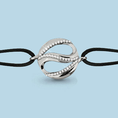 

Браслет из серебра\текстиля с фианитом Aquamarine Aquamarine 74032А_925_р р. 18, 74032А_925_р