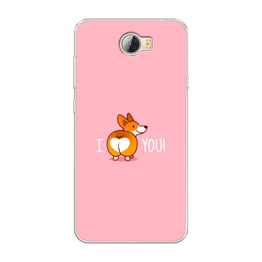 

Чехол на Huawei Y5 II "Корги I love you", Розовый;коричневый;белый, 61950-1