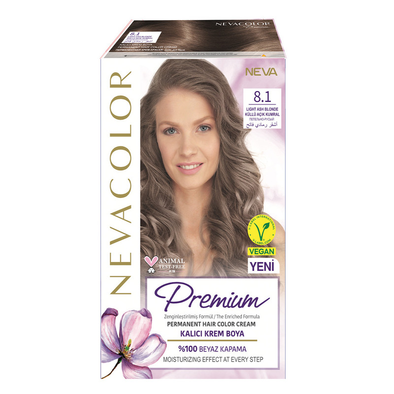 Крем-краска для волос Neva Premium стойкая 8.1 Пепельно-русый крем краска для волос neva naturalis vegan стойкая 1 0 насыщенный чёрный