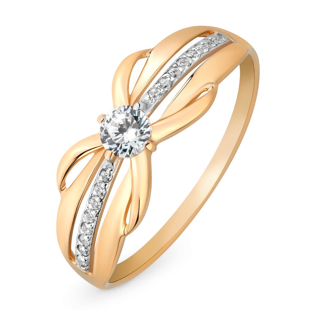 

Кольцо женское из красного золота с фианитом 585Gold 301009574, р, 301009574