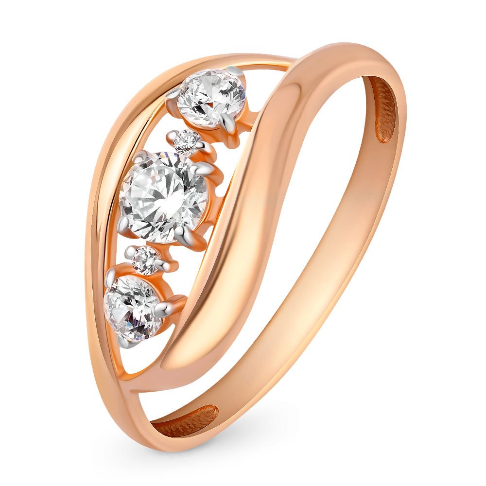 

Кольцо женское из красного золота с фианитом 585Gold 301003187, р. 17, 301003187
