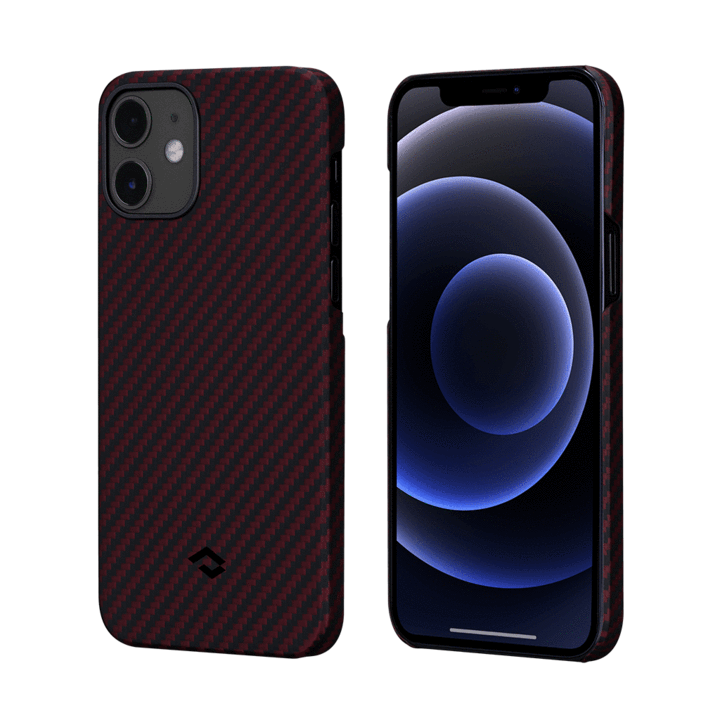 фото Чехол pitaka magez case для iphone 12 mini 5.4", черно-красный, кевлар (арамид)