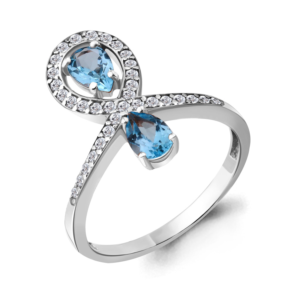 

Кольцо из серебра с топазом/фианитом р., Aquamarine 6917705А, 6917705А_925_р