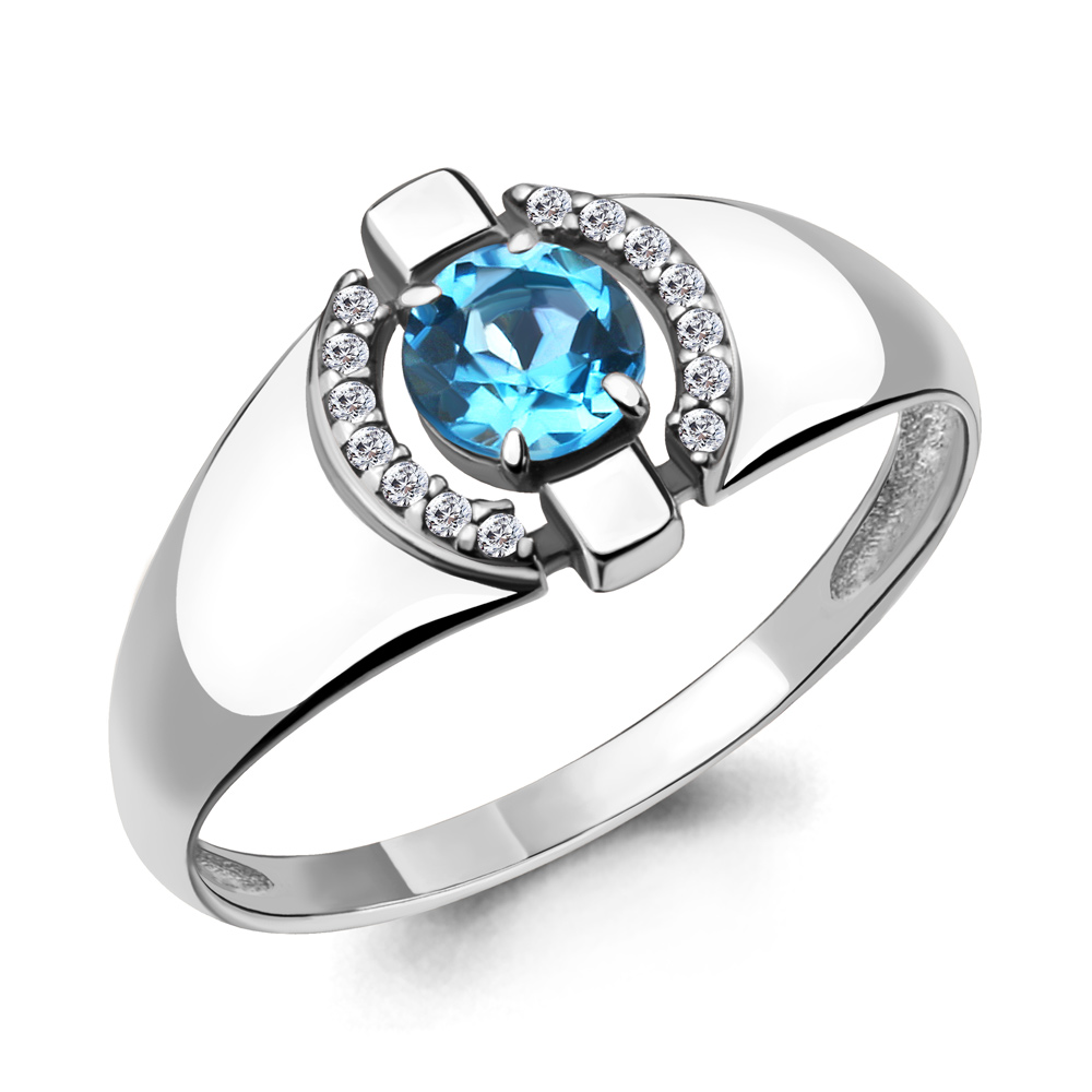 

Кольцо из серебра с топазом/фианитом р., Aquamarine 6912405А, 6912405А_925_р