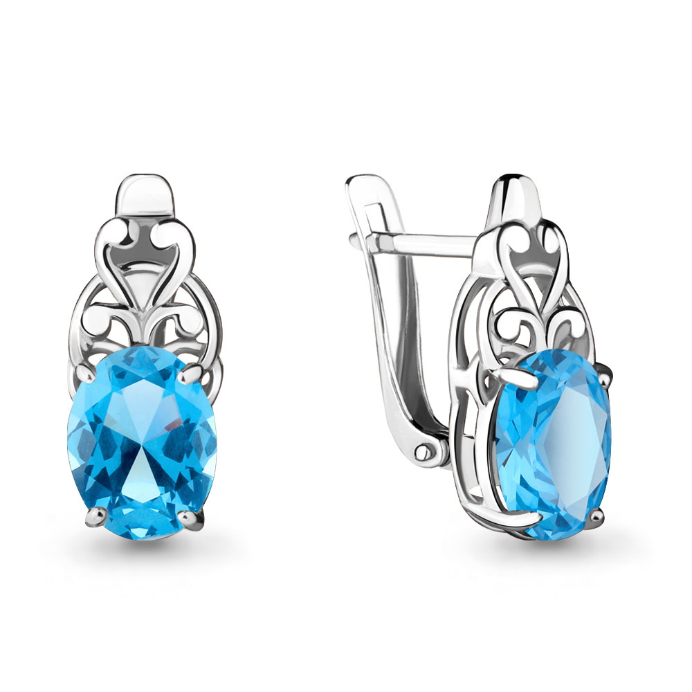 

Серьги из серебра с топазом Aquamarine 4476005, 4476005_925_р