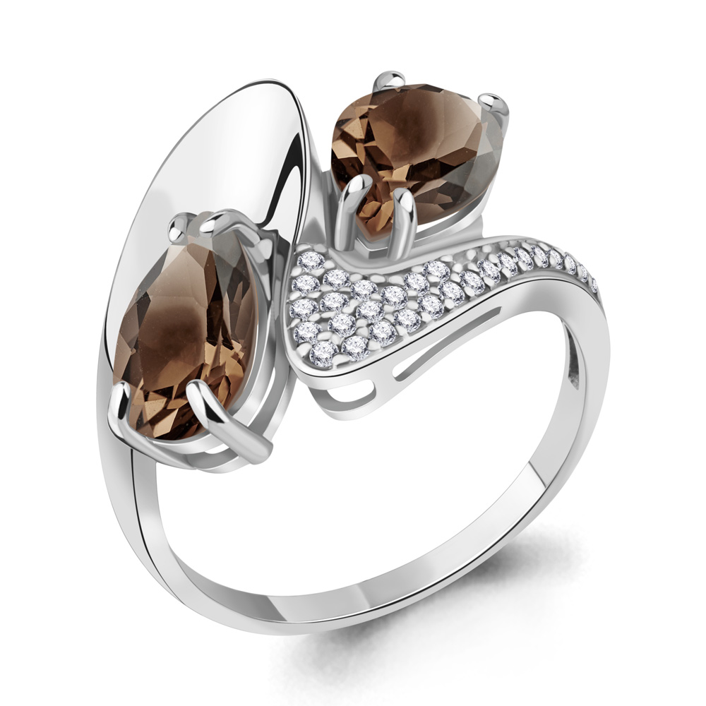 

Кольцо из серебра с кварцем/фианитом р., Aquamarine 6579401А, 6579401А_925_р