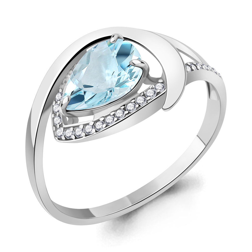 

Кольцо из серебра с топазом/фианитом р. Aquamarine 6580402А, 6580402А_925_р