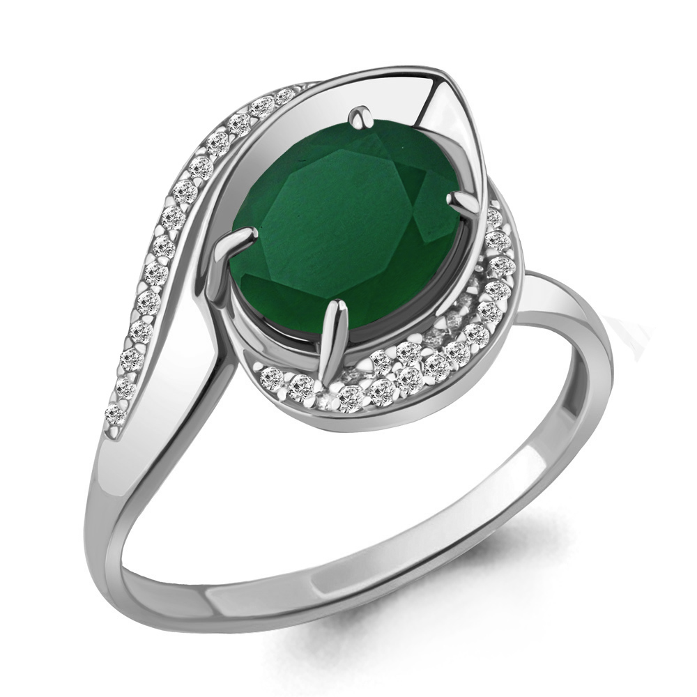

Кольцо из серебра с агатом/фианитом р., Aquamarine 6579009А, 6579009А_925_р