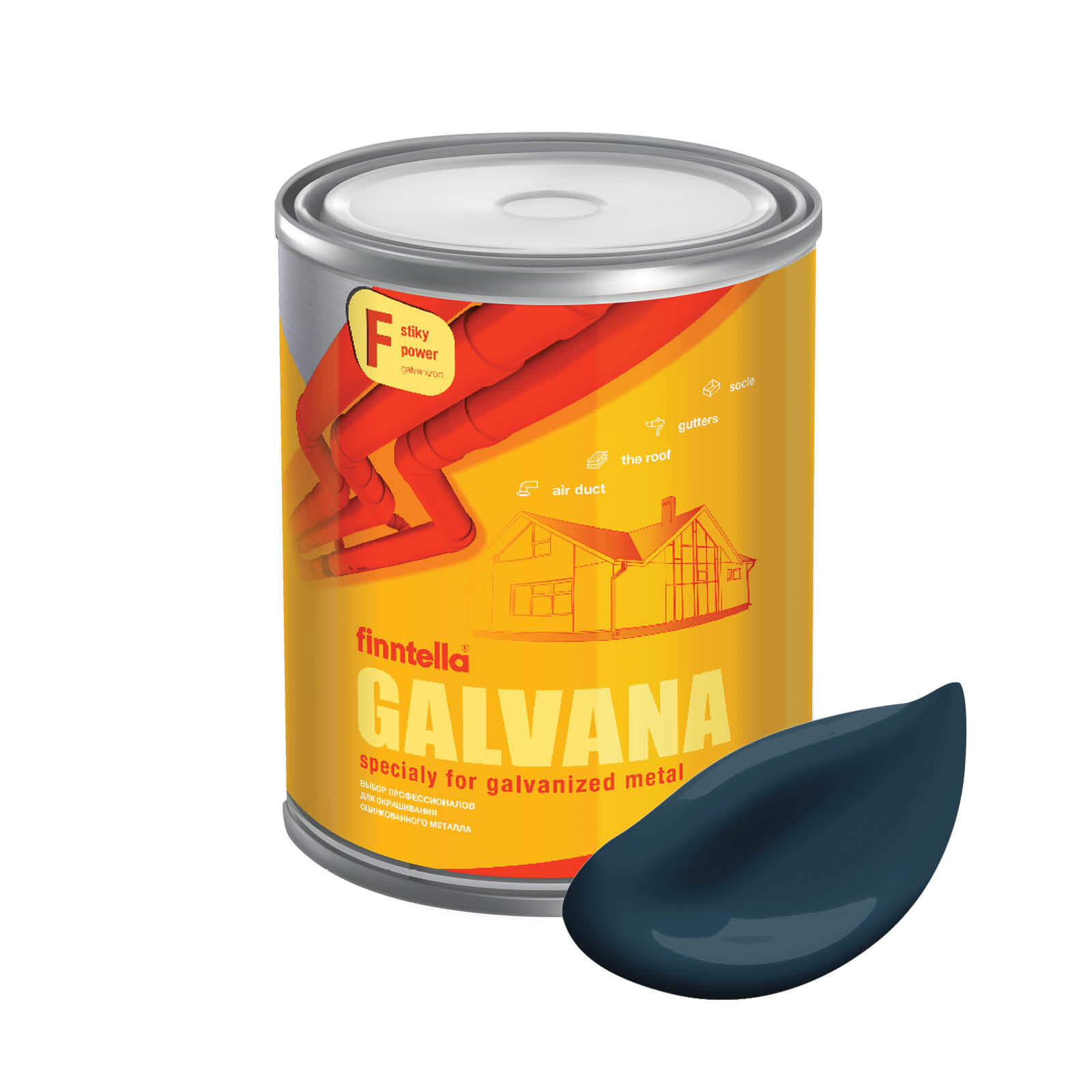 

Краска GALVANA FINNTELLA Матовая, YO сине-зеленый, 0,9л, Зеленый;синий, GALVANA по оцинкованному металлу и бетону