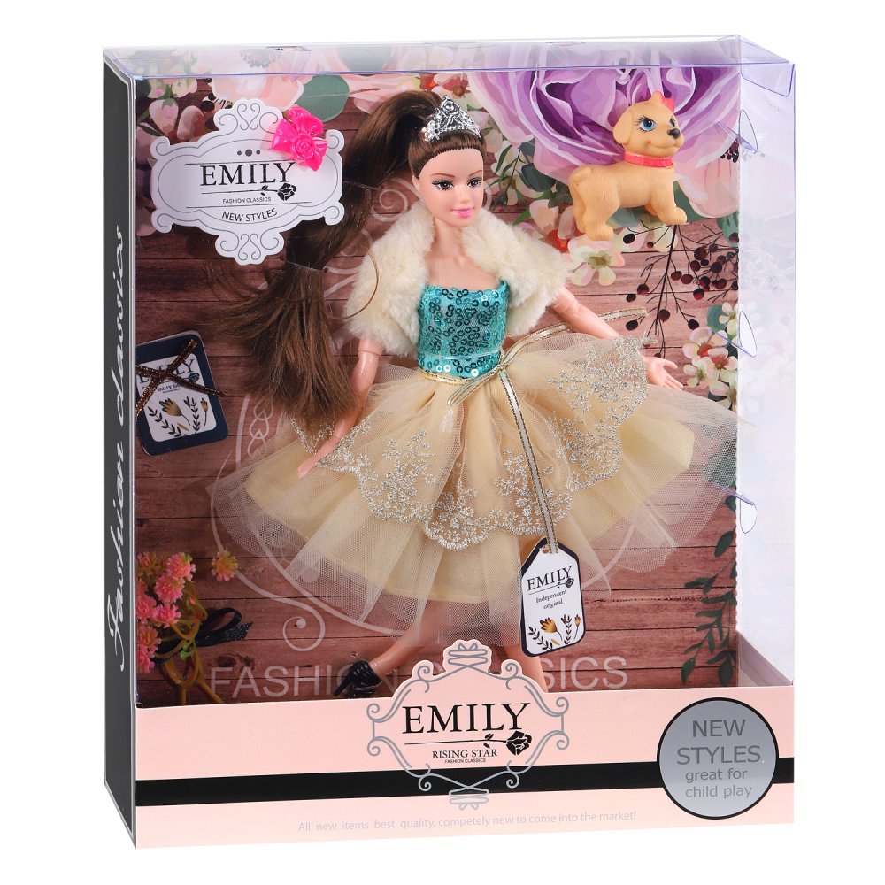 

Кукла Emily Принцесса с аксессуарами, с домашним питомцем, пышное платье, JB0700861