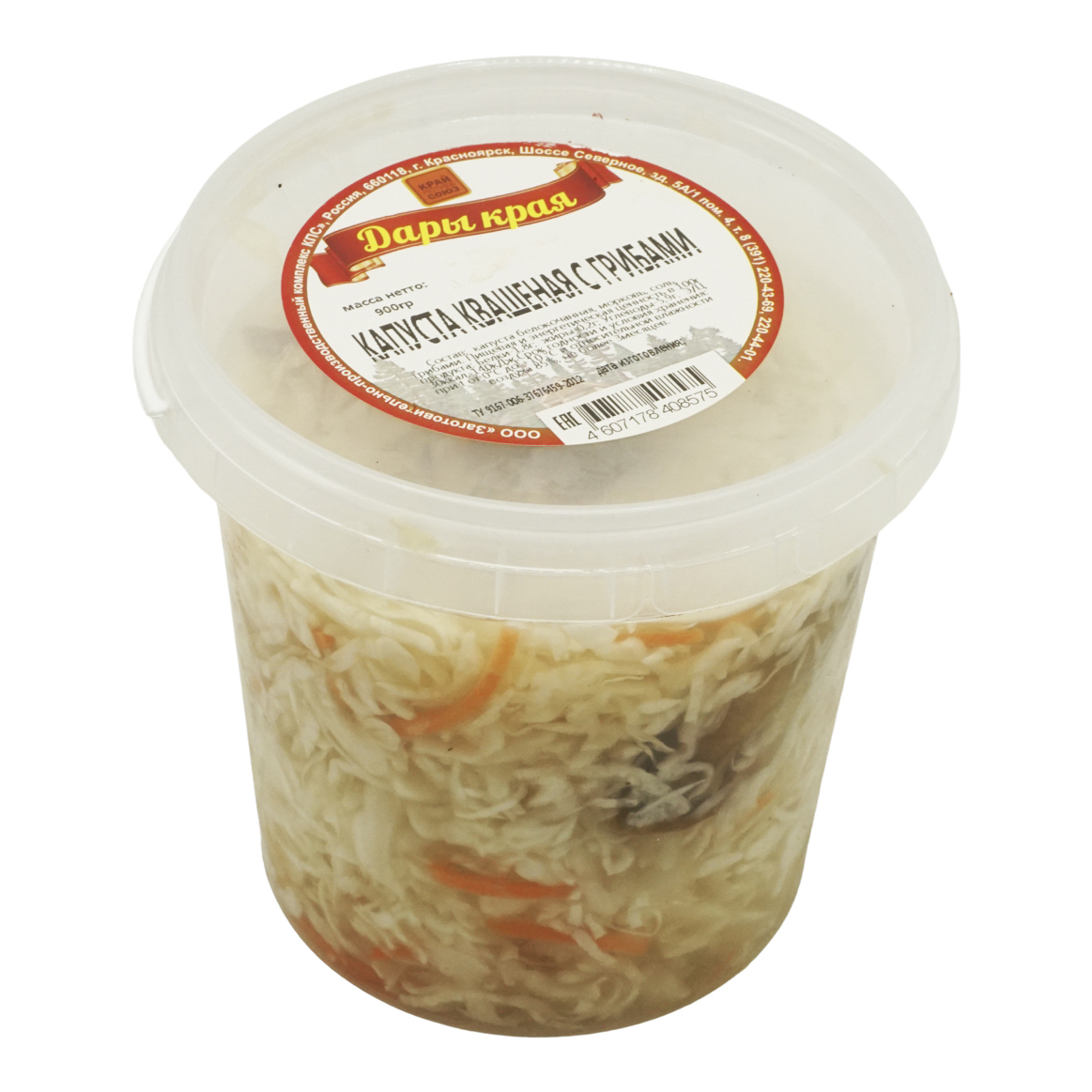 

Капуста Дары края квашеная с грибами 900 г