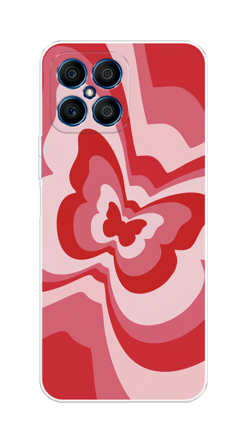 

Чехол на Honor X8 "Бабочка в стиле хиппи", Красный;розовый, 6107650-1
