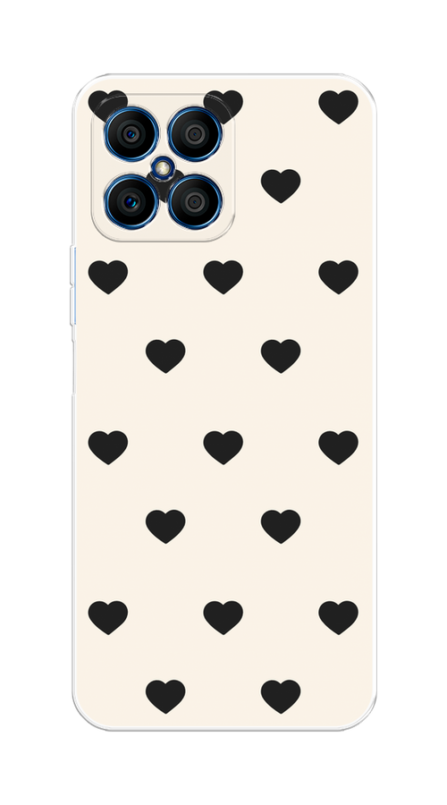 

Чехол на Honor X8 "Черные сердечки на белом", Черный;белый, 6107650-1