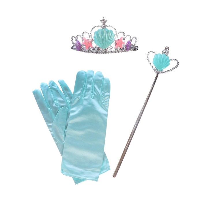 Карнавальный набор Принцесса 4 предмета: корона, перчатки, ободок, жезл