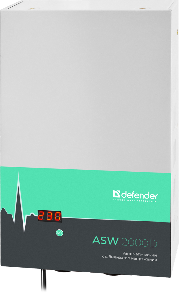Однофазный стабилизатор Defender ASW 2000D настенный 1200Вт толщина 65мм, 2 розетки