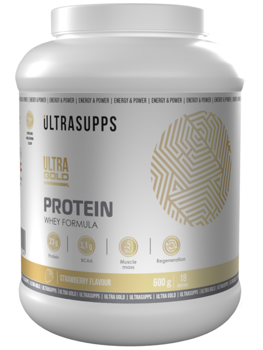 

Сывороточный протеин UltraSupps Ultra Gold Protein Whey Formula - 600 г, клубника, Ultra Gold Protein Whey Formula