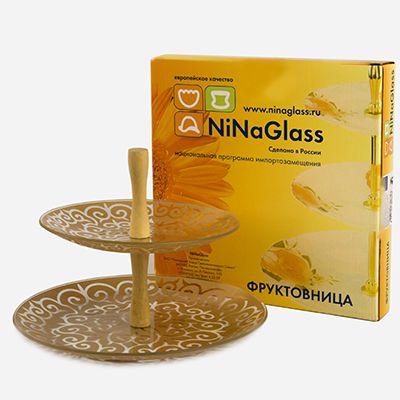 Фруктовница NiNaGlass 85-099-20/26 см. Восток 2-х ярусная круглая