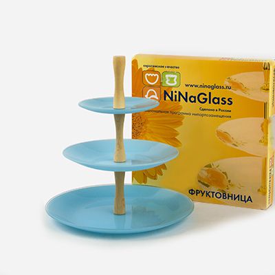 Фруктовница NiNaGlass 85-125-14/20/ 26 см. Палитра 3-х ярусная