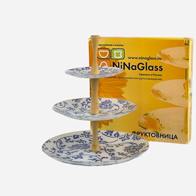 Фруктовница NiNaGlass 85-153-14/20/ 26 см. 3-х ярусная