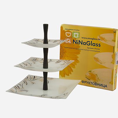 

Фруктовница NiNaGlass 85-162-15/20/ 25 см. Лиана 3-х ярусная